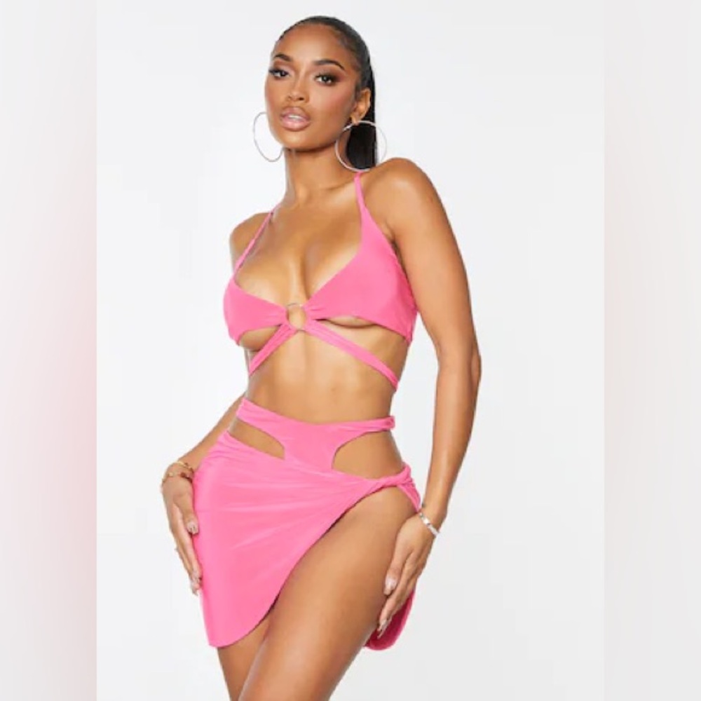 PrettyLittleThing Hot Pink Cut-Out 2-piece Skirt Set
